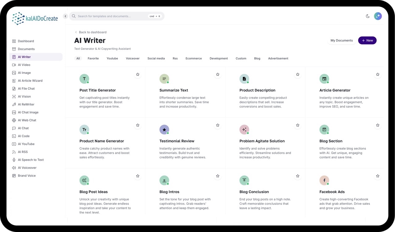 MagicAI Dashboard Mockup